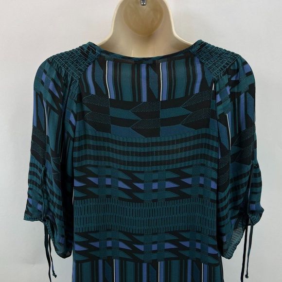 Parker Womens Sz XS Silk Sheer Geometric Tie Sleeve Blouse - Picture 4 of 6